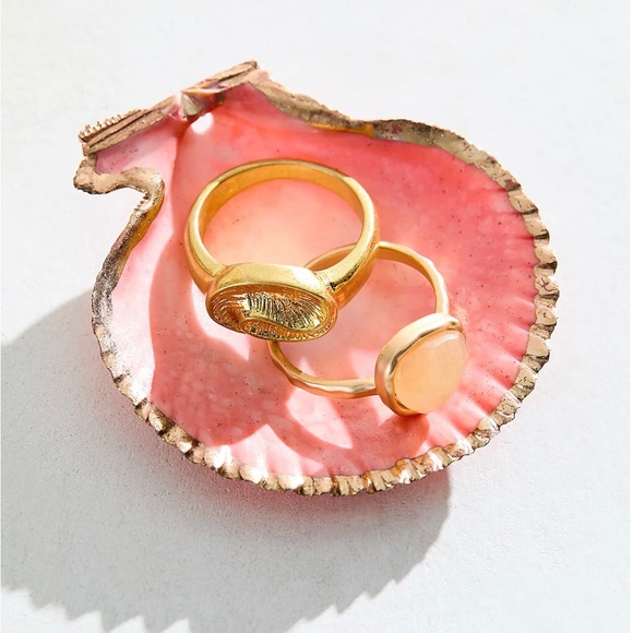 NWT Free People Semi-Precious Ring Set/Duo Gold Tone - Picture 2 of 14